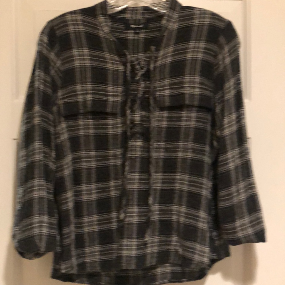 Madewell  Black, White and Gray plaid shirt.